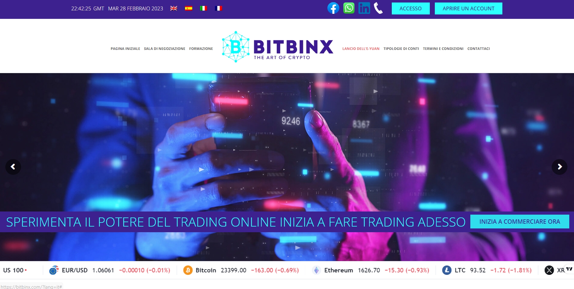 Bitbinx homepage