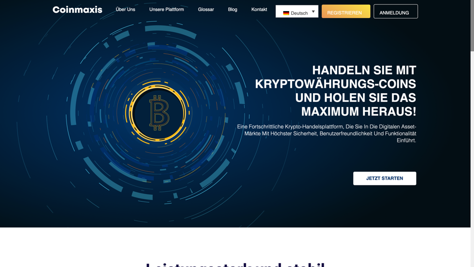 Die offizielle Homepage von Coinmaxis.