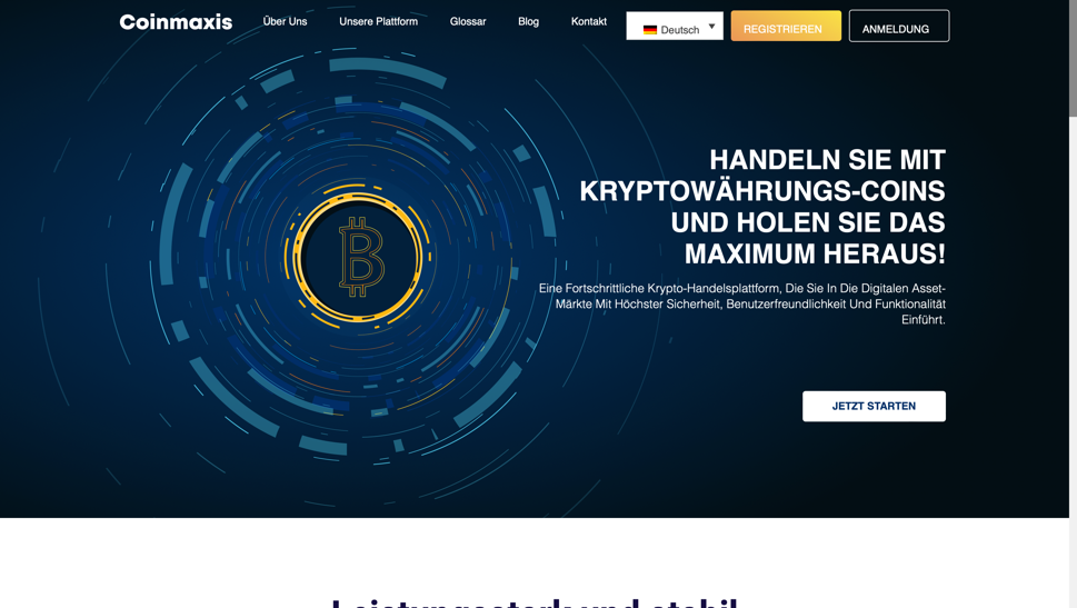 Die offizielle Homepage von Coinmaxis. 